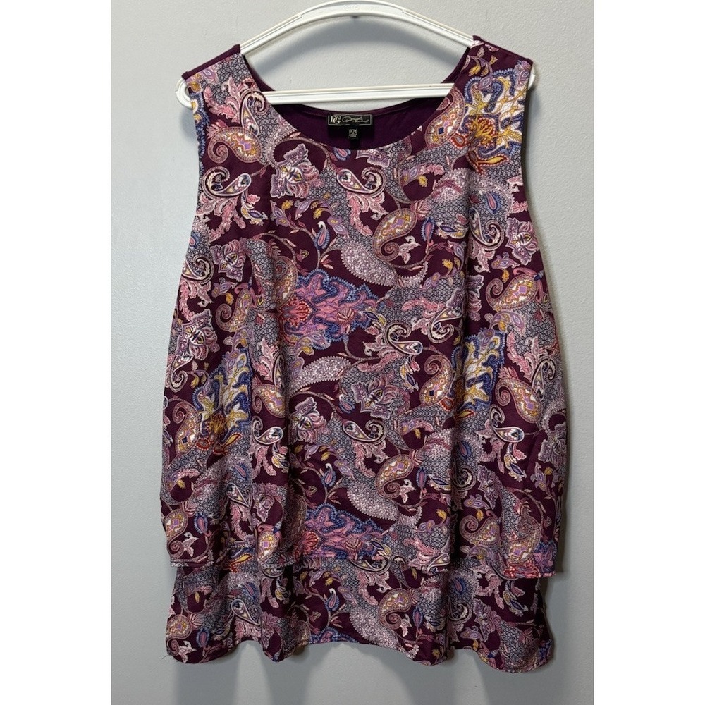 DG2 Diane Gilman Womens Purple Sleeveless Blouse Top‎ Size P2X